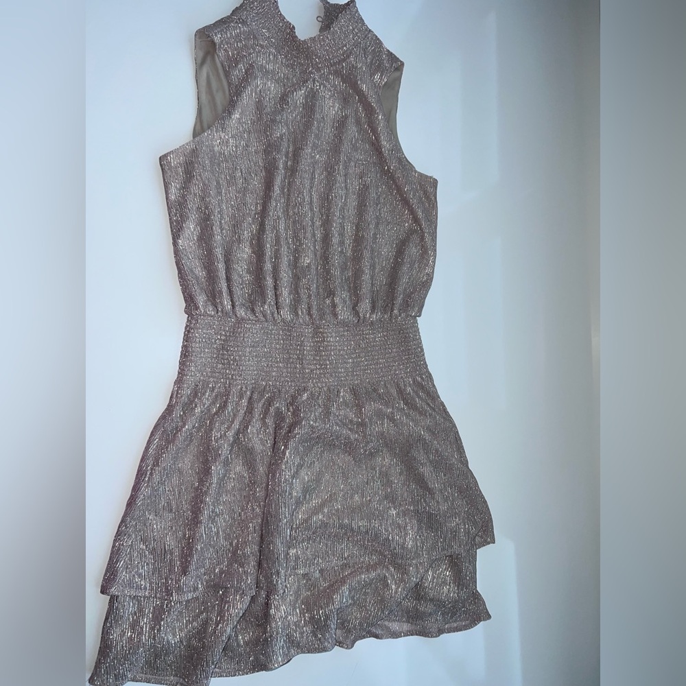 White House Black Market (XSP) Rose Gold/Metallic Sleeveless Dress